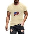 thumbnail image 1 of T-shirt for Men Plus Size Independence Day Short Sleeved Printed T-shirt Beige XXL, 1 of 5