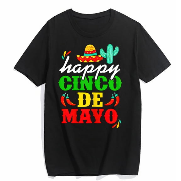 T-shirt for Women Happy 5 De Mayo Cinco de Mayo Viva Mexico 5 De Mayo Casual Summer Short Sleeve Top Black X-Large