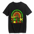 thumbnail image 1 of T-shirt for Women Happy Cinco De Mayo Mexican Party Lets Fiesta 5 De Mayo Casual Summer Short Sleeve Top Black 2X-Large, 1 of 4