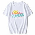 thumbnail image 1 of T-shirt for Women Hello Summer Happy Last Day of School Summer Short Sleeve Top White Medium, 1 of 4