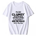 thumbnail image 1 of T-shirt for Women I'm Not Clumsy Funny Sayings Sarcastic Short-sleeved O-neck Top White 2X-Large, 1 of 4
