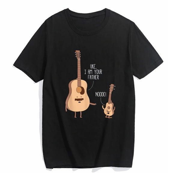 T-shirt for Women Uke I Am Your Father T Shirt Ukulele Guitar Music Short-sleeved O-neck Top Black Medium