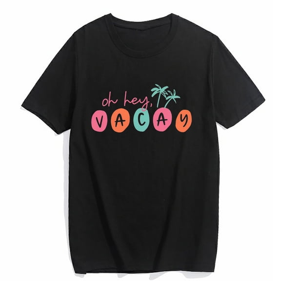 T-shirt for Women Vacation Shirt, Vacay Mode Shirt, Vacation Summer Short Sleeve Top Black 3X-Large