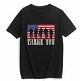 thumbnail image 1 of T-shirt for Women and Men Patriotic American Flag Thank You Casual Summer Short Sleeve Top Black 2X-Large, 1 of 4