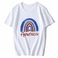 thumbnail image 1 of T-shirt for Women and Men Rainbow American Flag Patriotic Shirt 4th of July Memorial Day Casual Summer Short Sleeve Top White 4X-Large, 1 of 4