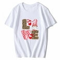 thumbnail image 1 of T-shirt for Women and Men Valentines Day Cute Love Heart Gnome Leopard Cheetah Print Casual Summer Short Sleeve Top White Small, 1 of 4