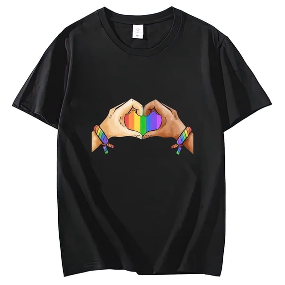 T-shirts For Women Summer Tee Shirt Female Cute LGBT Hands Heart Printed Unisex T-Shirts Casual Short Sleeve Round Neck Tops