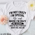 thumbnail image 1 of T-shirts For Women Summer Tee Shirt Female I'M NOT CRAZY I'M SPECIAL Funny Words Casual Short Sleeve Round Neck Tops T-shirts, 1 of 5