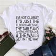 thumbnail image 1 of T-shirts For Women Summer Tee Shirt I'M NOT CLUMSY IT'S JUST THE FLOOR HATES ME Funny Letters Print Casual Short Sleeve Round Neck Tops T-shirts, 1 of 5