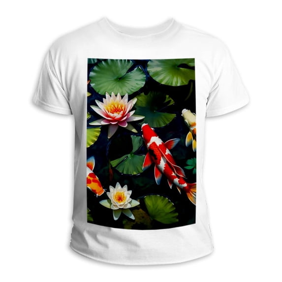T-shirts,Women Shirts,Womens Short Sleeve Tops,Mens T Shirts,Japanese Koi Fish Lotus,XL