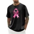 thumbnail image 1 of T-shirts for Men Breast Cancer Awareness Short Sleeve Blouses Print Round Neck Casual Shirts Black XXXXXL Mens Tops, 1 of 4