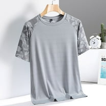 T-shirts for Men Ice Silk T-shirt Breathable Round Neck Short Sleeved Casual Sports T-shirt Gray L Mens Tops
