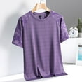 thumbnail image 1 of T-shirts for Men Ice Silk T-shirt Breathable Round Neck Short Sleeved Casual Sports T-shirt Purple L Mens Tops, 1 of 6