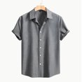 thumbnail image 1 of T-shirts for Men Plus Size under $5 Short Sleeve Buttons Turndown Casual Button Down Shirts Summer Beach Fit Collared Shirts Gray XXXL, 1 of 6