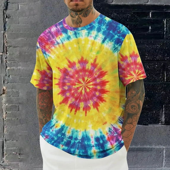 T-shirts for Men Plus Size under $5 Short Sleeve Round-Neck Printing Round Neck Casual Blouses Shirts Pink L