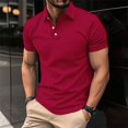thumbnail image 1 of T-shirts for Men Plus Size under $5 Short Sleeve Solid Pullover Turndown Collar Casual Sports Tank Wine L, 1 of 6
