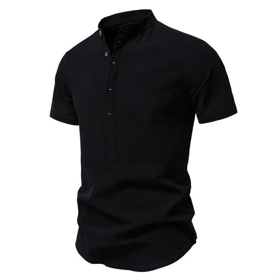T-shirts for Men Plus Size under $5 Short Sleeve V-Neck Solid Regular Pullover Casual T-Shirt Black L