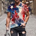 thumbnail image 1 of T-shirts for Men Plus Size under $5 Short Sleeved Independence Day Printed Round Neck Blouses &Dark Blue L, 1 of 5