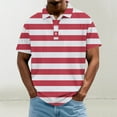 thumbnail image 1 of T-shirts for Men Plus Size under $5 Short Sleeved Lapel Button Stripe Casual Solid Color Hook Buckle T-shirt Hot Pink L, 1 of 5