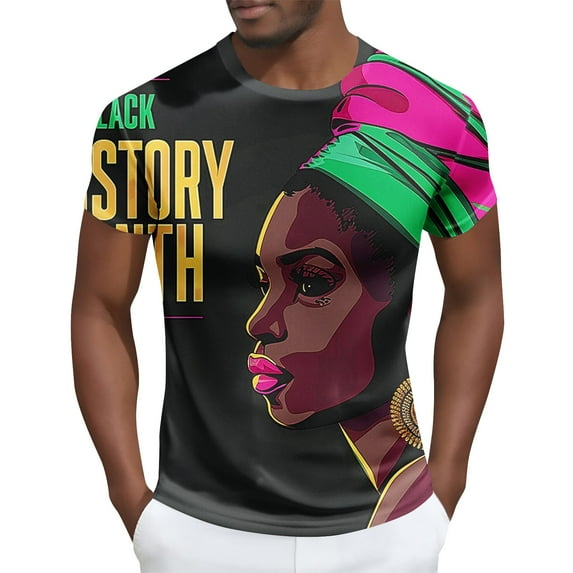 T-shirts for Men Plus Size under $5 Short Sleeved Round Neck Printed Running Fitness Sports Shirt Multicolor L