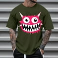 thumbnail image 1 of T-shirts for Men Printed Short Sleeve Casual Round Neck T-shirt Top Army Green XXL Mens Tops, 1 of 4