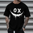 thumbnail image 1 of T-shirts for Men Printed Short Sleeve Casual Round Neck T-shirt Top Black XXL Mens Tops, 1 of 4
