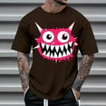 thumbnail image 1 of T-shirts for Men Printed Short Sleeve Casual Round Neck T-shirt Top Brown XXXXXL Mens Tops, 1 of 4