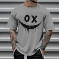 thumbnail image 1 of T-shirts for Men Printed Short Sleeve Casual Round Neck T-shirt Top Gray L Mens Tops, 1 of 4