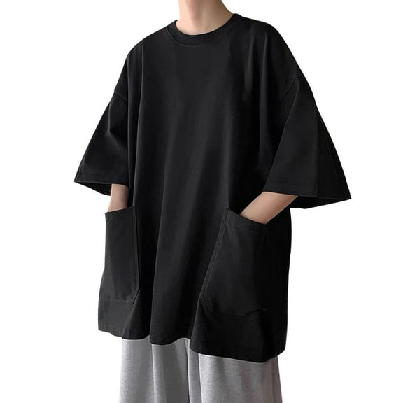 T-shirts for Men Short Sleeve T-Shirt Round-Neck Loose Casual Sports Fitness Shirt Black XXXXXL Mens Tops