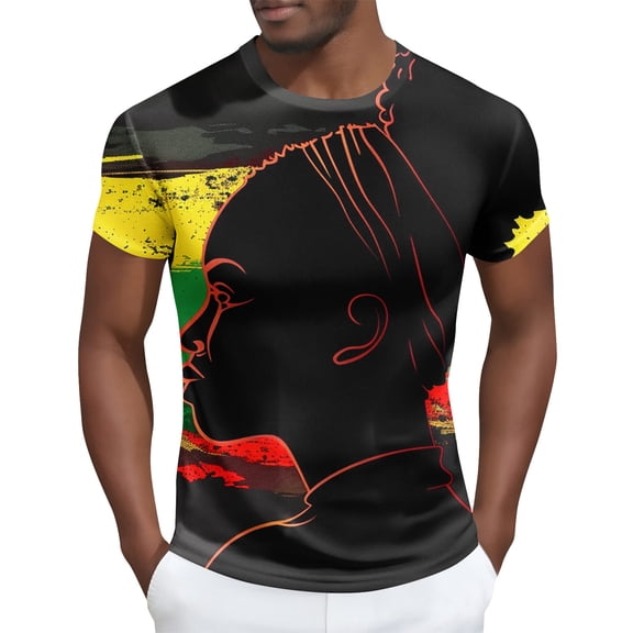T-shirts for Men Short Sleeved Round Neck Printed Running Fitness Sports Shirt Multicolor XXL