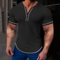 thumbnail image 1 of T-shirts for Men Short Sleeved V-neck Pocket Summer Casual Solid Color Shirt Black XXL, 1 of 6