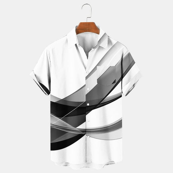 T-shirts for men Plus Size under $5 Short Sleeve Lapel Button-Up Solid Color T-Shirt Stylish Casual Tee Gray L