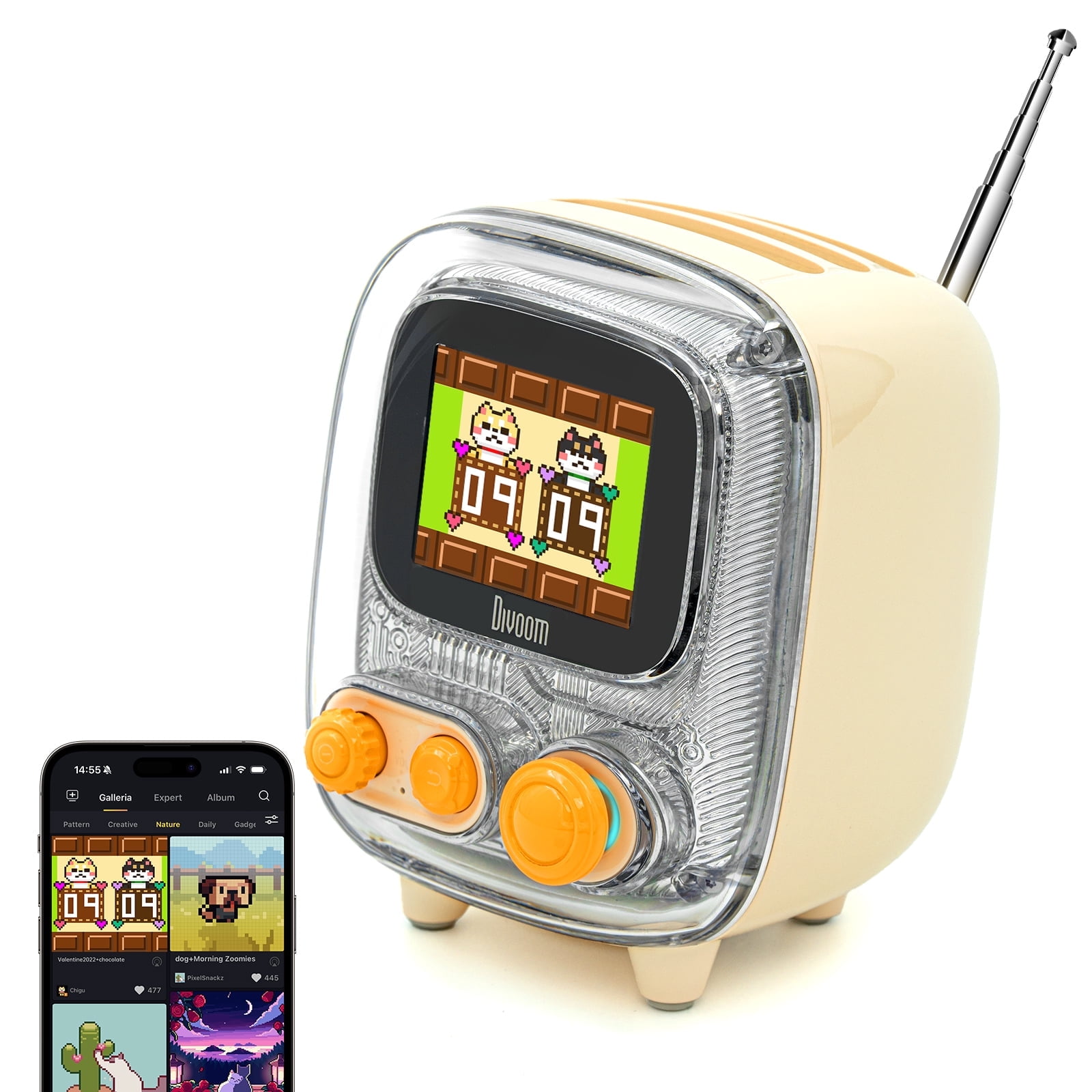 Divoom Tiivoo-2 ホワイト Divoom Tiivoo-2 FM Radio Bluetooth Speaker with Alarm Clock