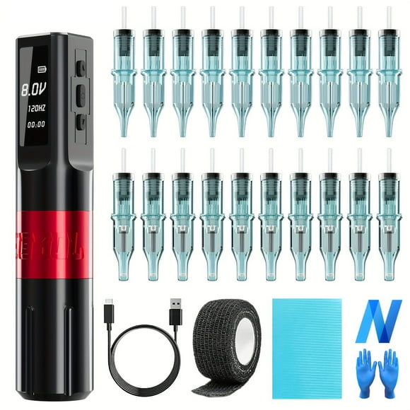 Tättoo Pen Kit - High Capacity 2000mAh Wireless Tättoo Machine with Motor, Adjustable Voltage, and Long-lasting Battery for Professional Tättoo Artists