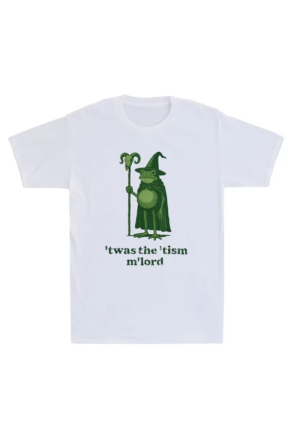 T'was The 'Tism M'Lord Autism Awareness Funny Frog Wizard Graphic T-Shirt