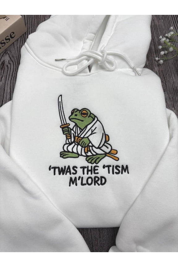 T'was The 'Tism M'lord Embroidered Shirt, Frog Wizard Meme, Autism Warrior Shirt, Audhd Diagnosis, Weirdcore Shirt, Frog with a Sword