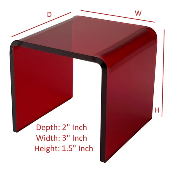 T'z Tagz 2x3x1.5 Inch Transparent Red Acrylic Riser Display Stands New 2 Pack