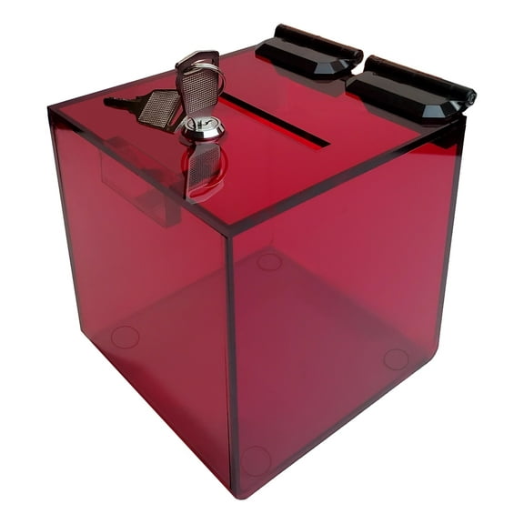 T'z Tagz 3 Inch Dark Red Acrylic Locking Donation, Ballot, Suggestion Box