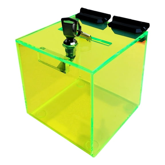 T'z Tagz 3 Inch Neon Green Acrylic Locking Donation, Ballot, Suggestion Box
