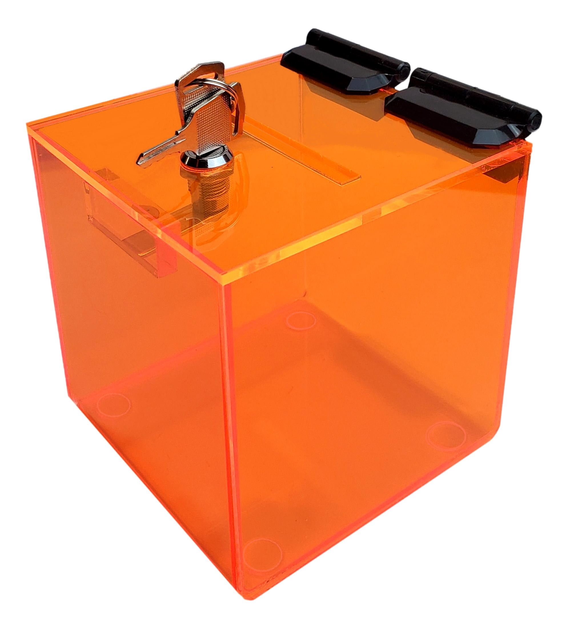 T'z Tagz 5 Inch Neon Orange Acrylic Locking Donation, Ballot ...