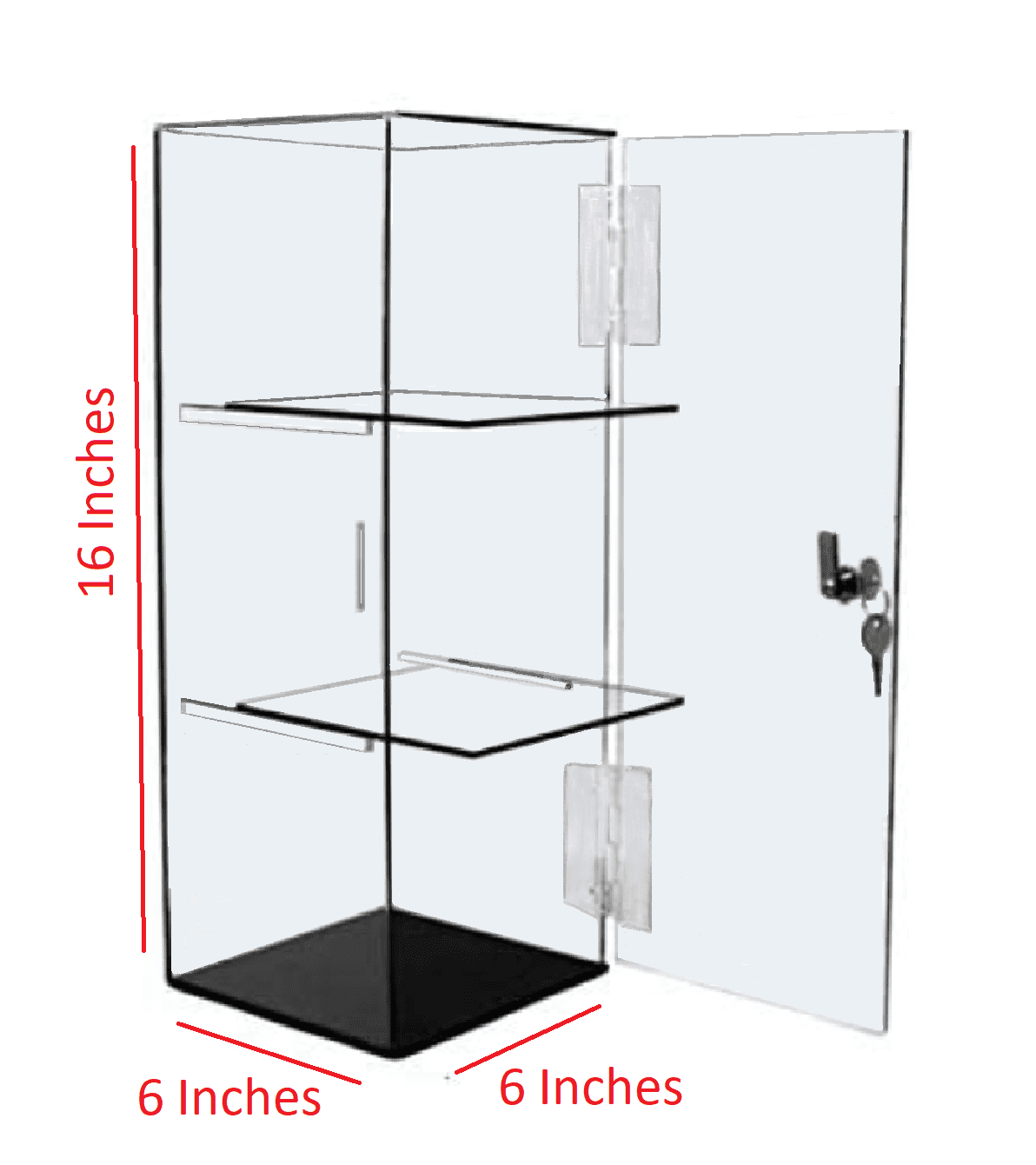 T'z Tagz Clear Acrylic Display Case Removable 2 Shelf Locking Showcase