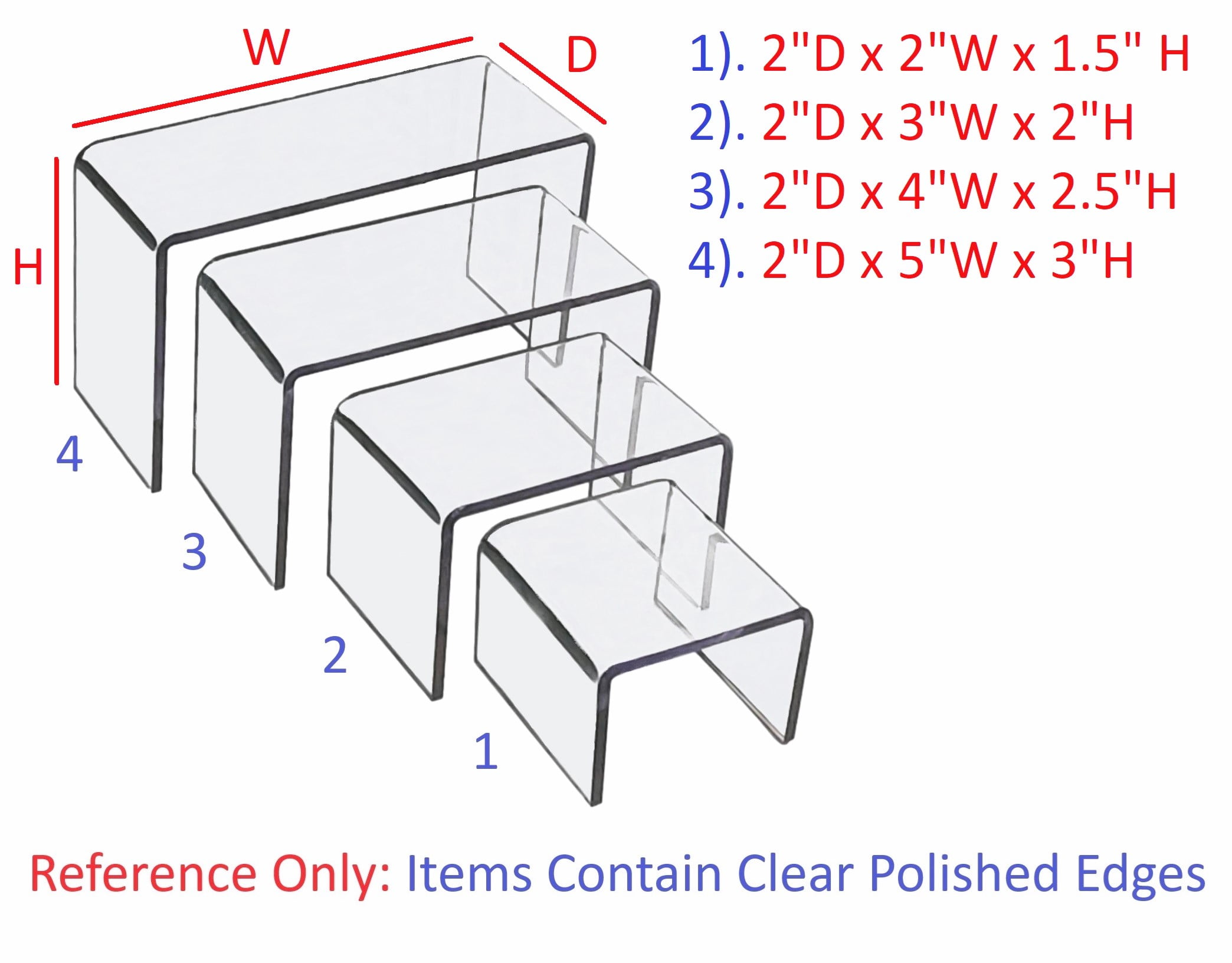 T'z Tagz Clear Acrylic Riser Showcase Display Stand 2-Inch-Depth Set ...