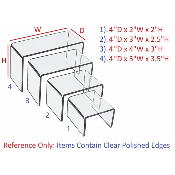 T'z Tagz Clear Acrylic Riser Showcase Display Stand 4-Inch-Deep Set