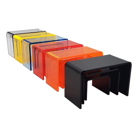 T'z Tagz New Pack of 18 Clear Acrylic Risers Solid Black Red Blue Yellow Orange