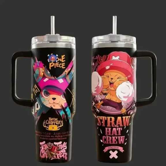 T0.ny Ch0.pper One Piece, Straw Hat Crew Anime, Gift for Chopper Fans, 40oz Tumbler With Handle, Stainless Steel Insulated Travel Cup for Hot and Cold Drinks
