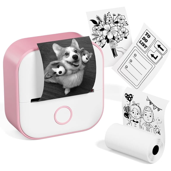 T02 Mini Sticker Printer, Print Pods Mini Printer Portable Thermal Photo Printer,Fun Gifts for Valentine, Birthday, DIY Journal, Work Plan, Memos, Photo, Compatible with iOS & ,