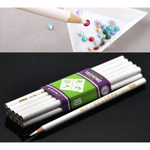T026 - 10 pcs White Rhinestone Pick Up Pencil Tool - 17.5cm (6.89") - Great for Embellishments, Rhinestones, Scrapbooking, Nail Art!