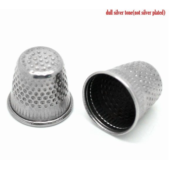 T046 - 10pcs Silver Tone Sewing Thimbles - 19x18mm