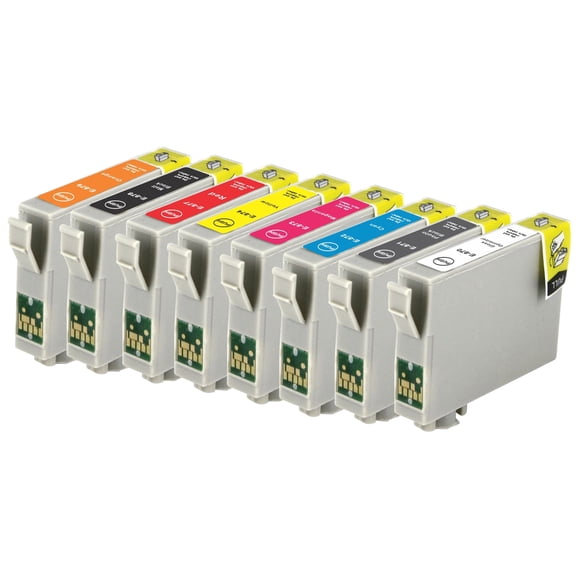 T087 Ink Cartridge T0870 T0879 Replacement for  Stylus Photo R1900 Printer (8 Pack)