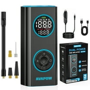 AVAPOW T09 Dual Power Portable Tire Inflator, 150 PSI Cordless Air Compressor with Digital Gauge and Auto Shut-Off for Cars, Bikes and Motorcycles